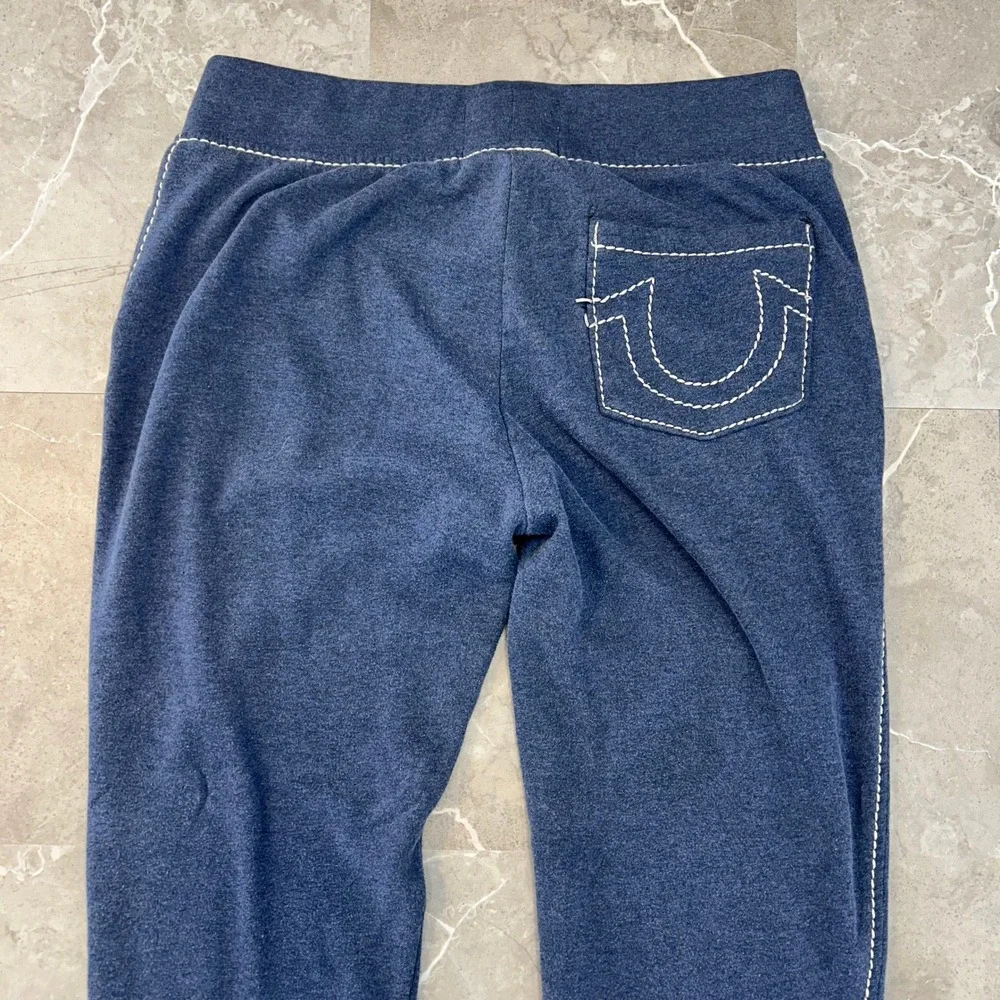 True Religion Baggy T Sweatpants Mens Medium Blue Hip Hop Skate Rap Black